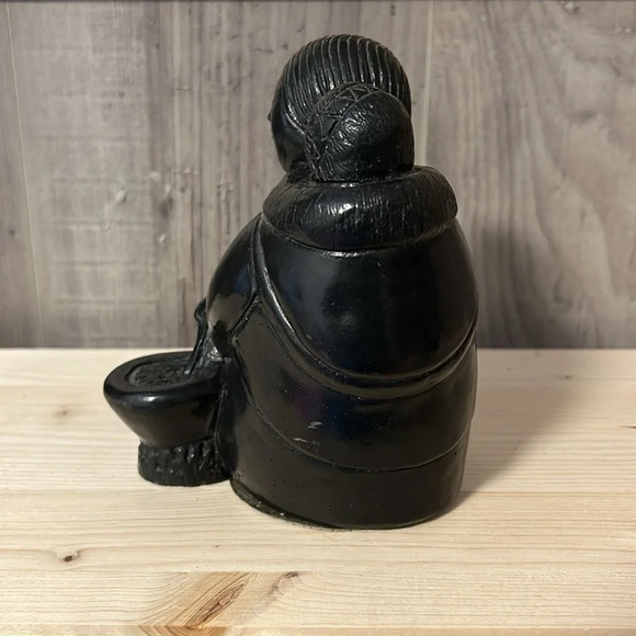 Vintage A WOLF  ORIGINAL Mother & Child Carved Sculpture Statue Inuit - Picture 2 of 5